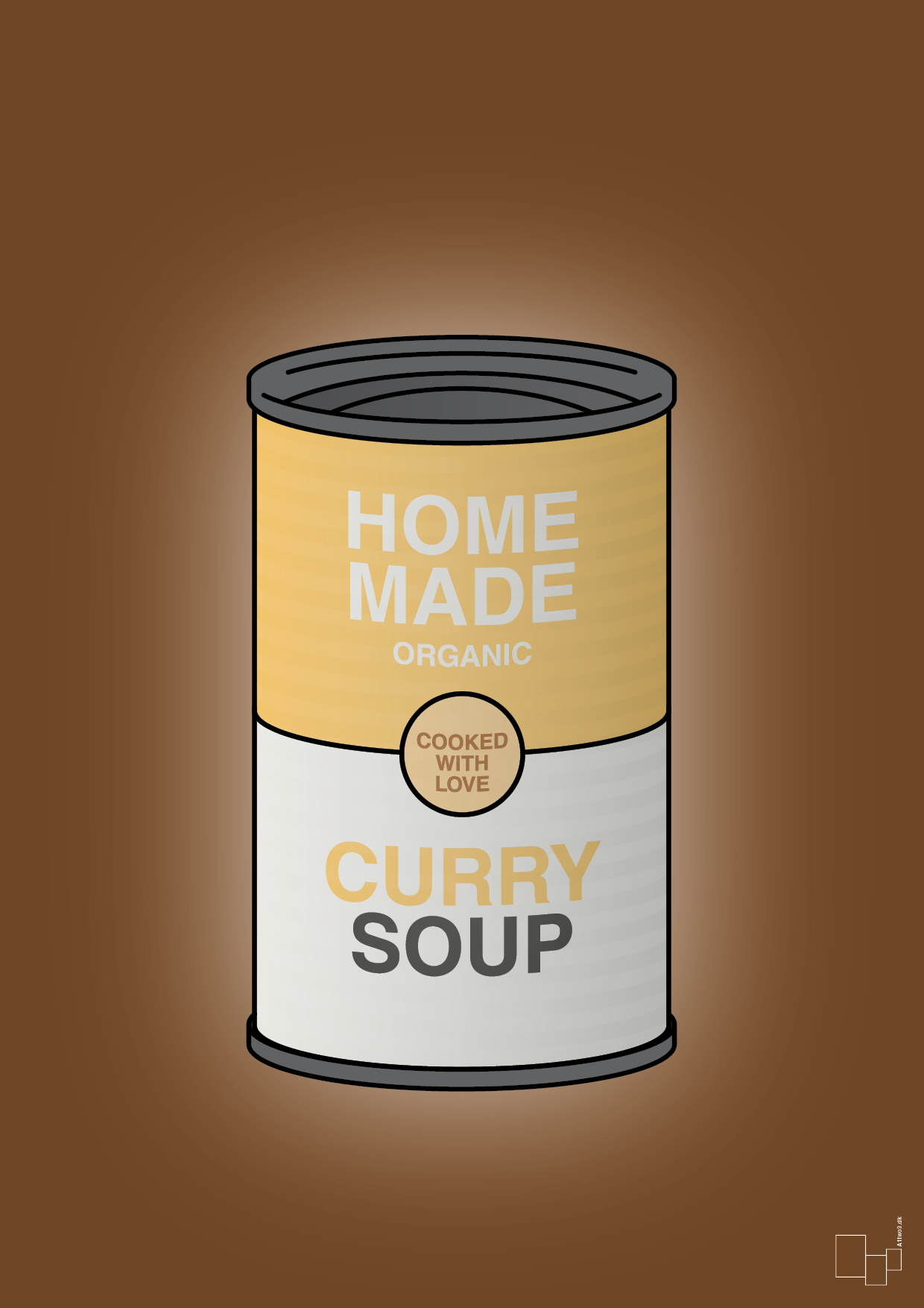 plakat: dåse med curry soup - dark brown-Dåser-A1two3