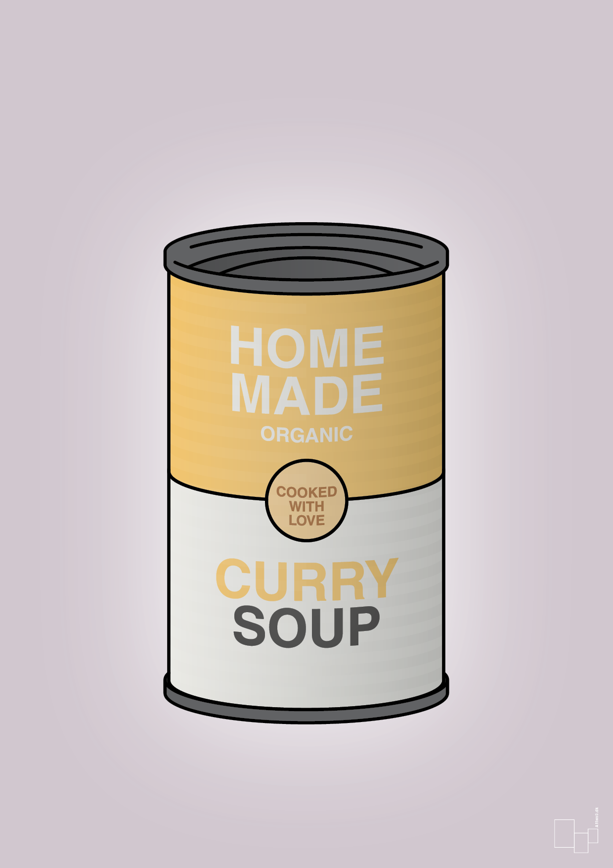 plakat: dåse med curry soup - dusty lilac-Dåser-A1two3