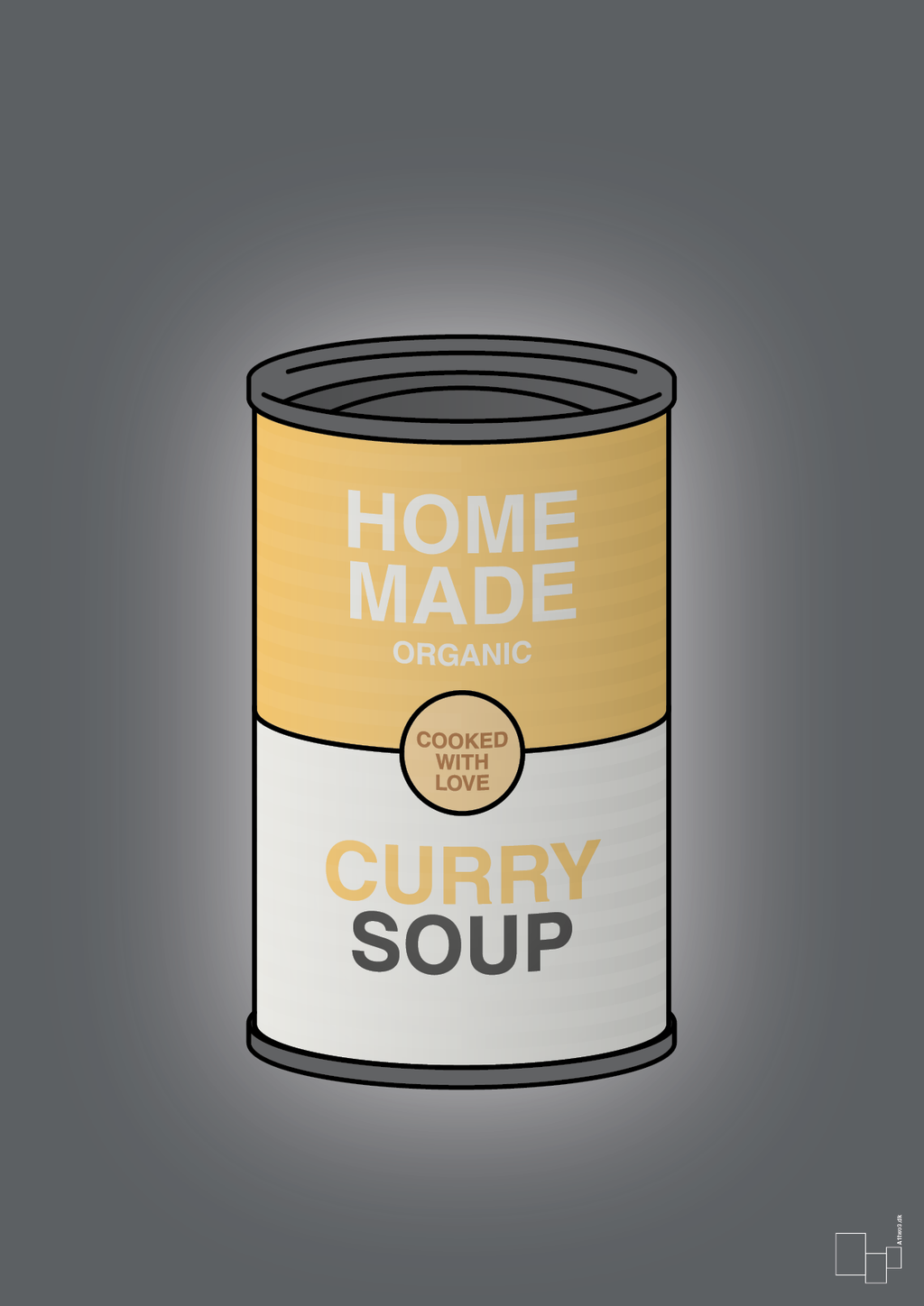 plakat: dåse med curry soup - graphic charcoal-Dåser-A1two3