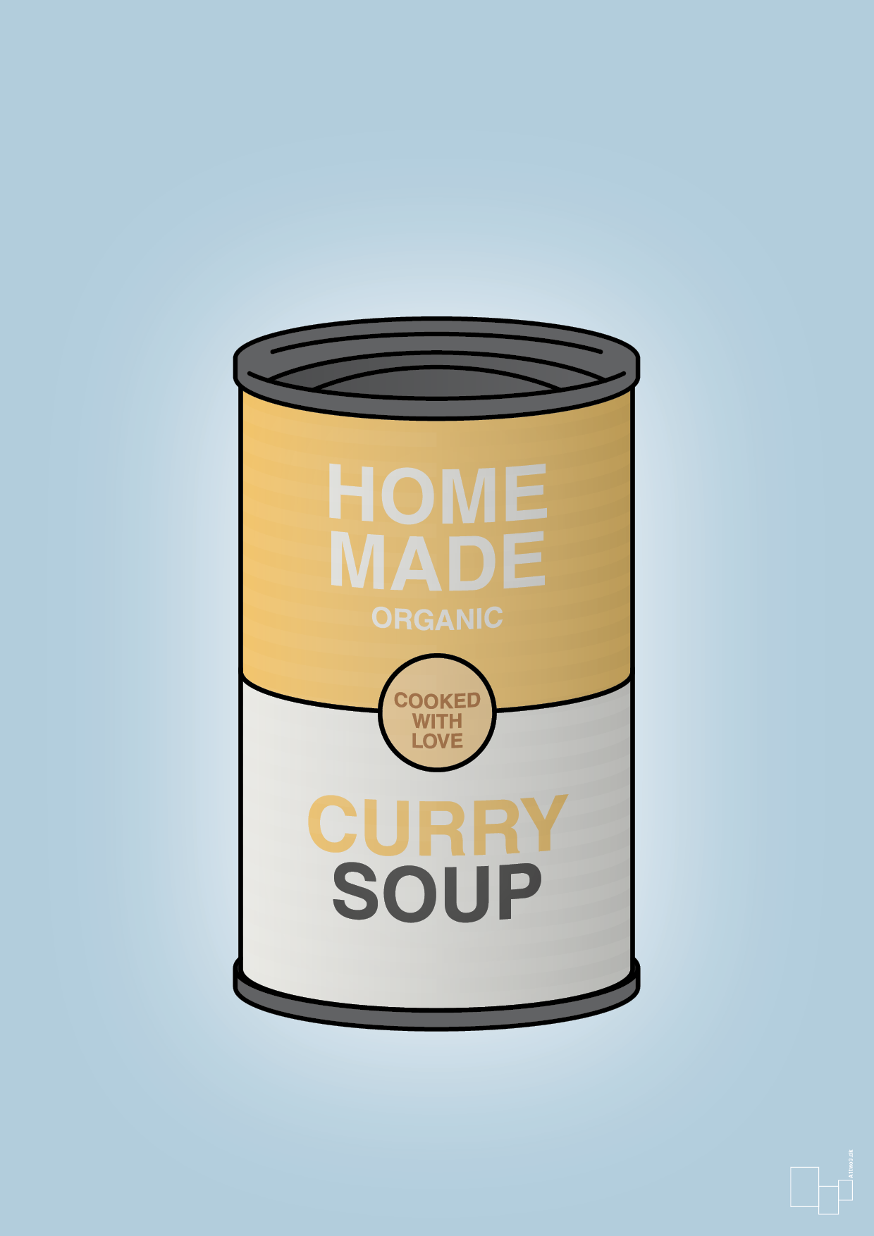 plakat: dåse med curry soup - heavenly blue-Dåser-A1two3