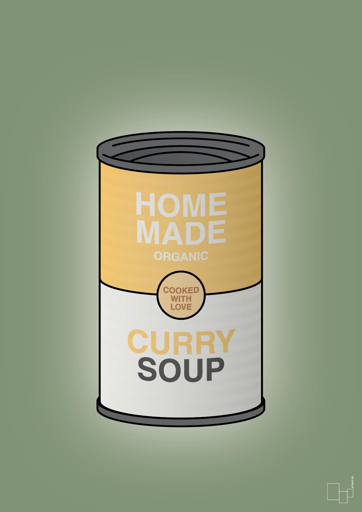 plakat: dåse med curry soup - jade-Dåser-A1two3