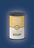 plakat: dåse med curry soup - lapis blue-Dåser-A1two3