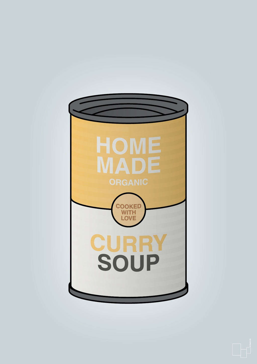 plakat: dåse med curry soup - light drizzle-Dåser-A1two3
