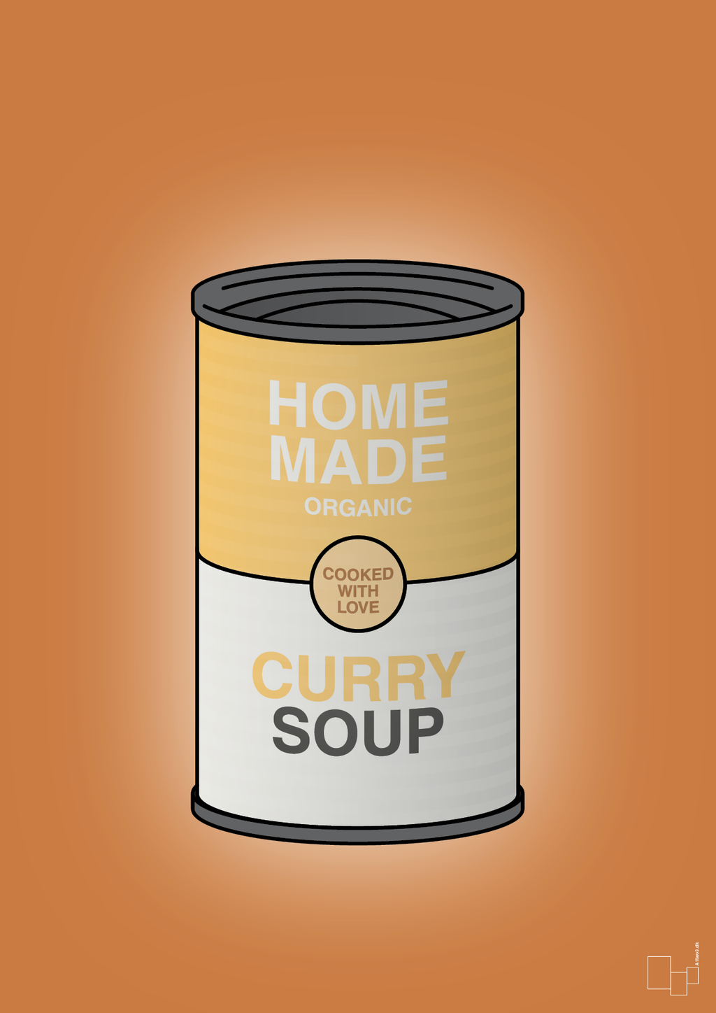 plakat: dåse med curry soup - rumba orange-Dåser-A1two3