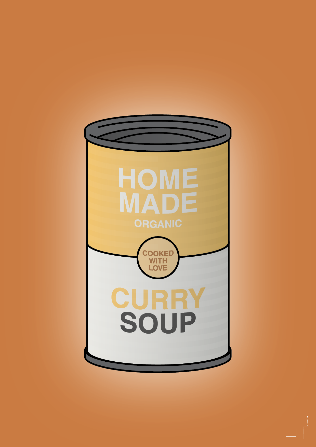 plakat: dåse med curry soup - rumba orange-Dåser-A1two3