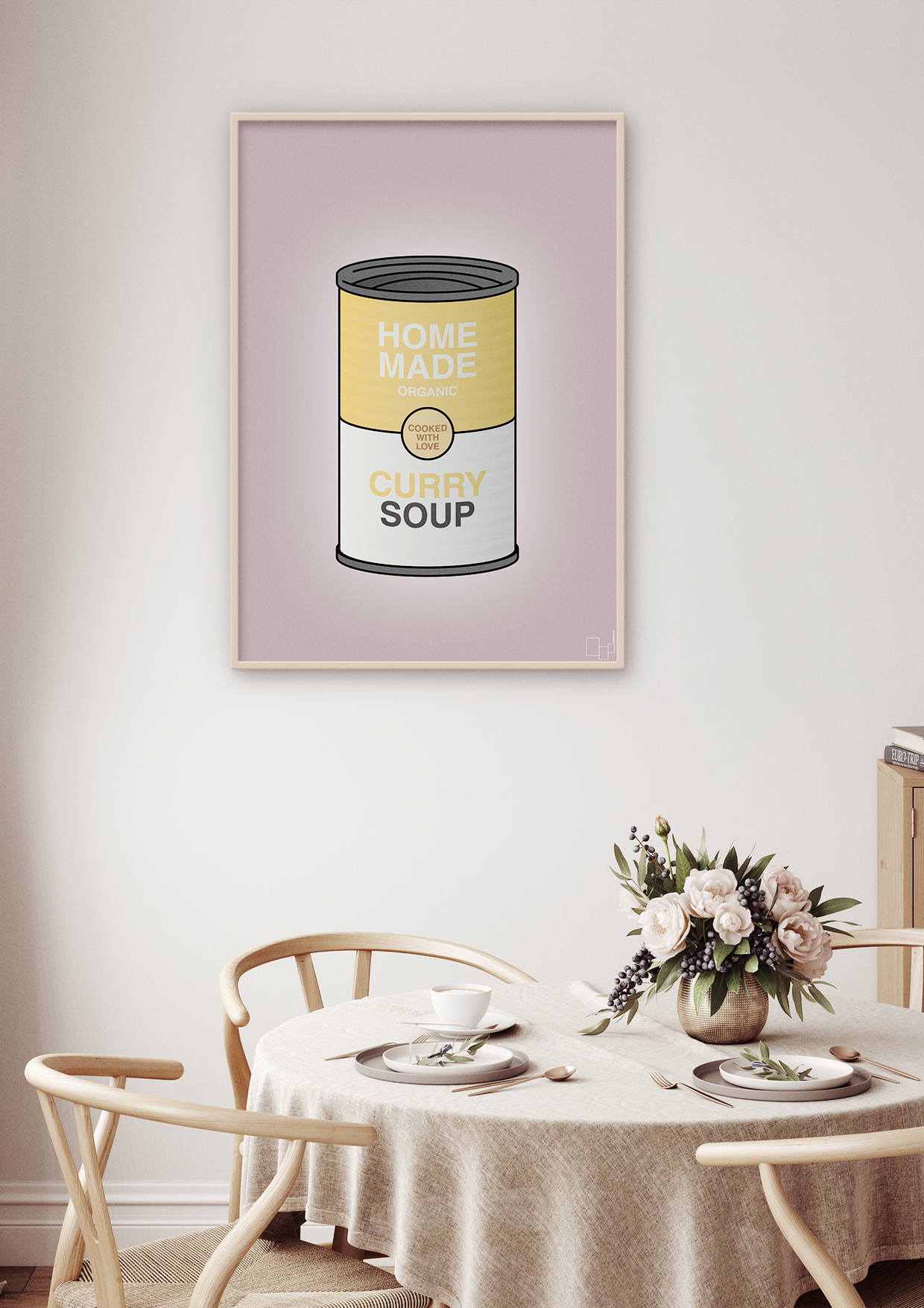 plakat: dåse med curry soup - graphic charcoal-Dåser-A1two3