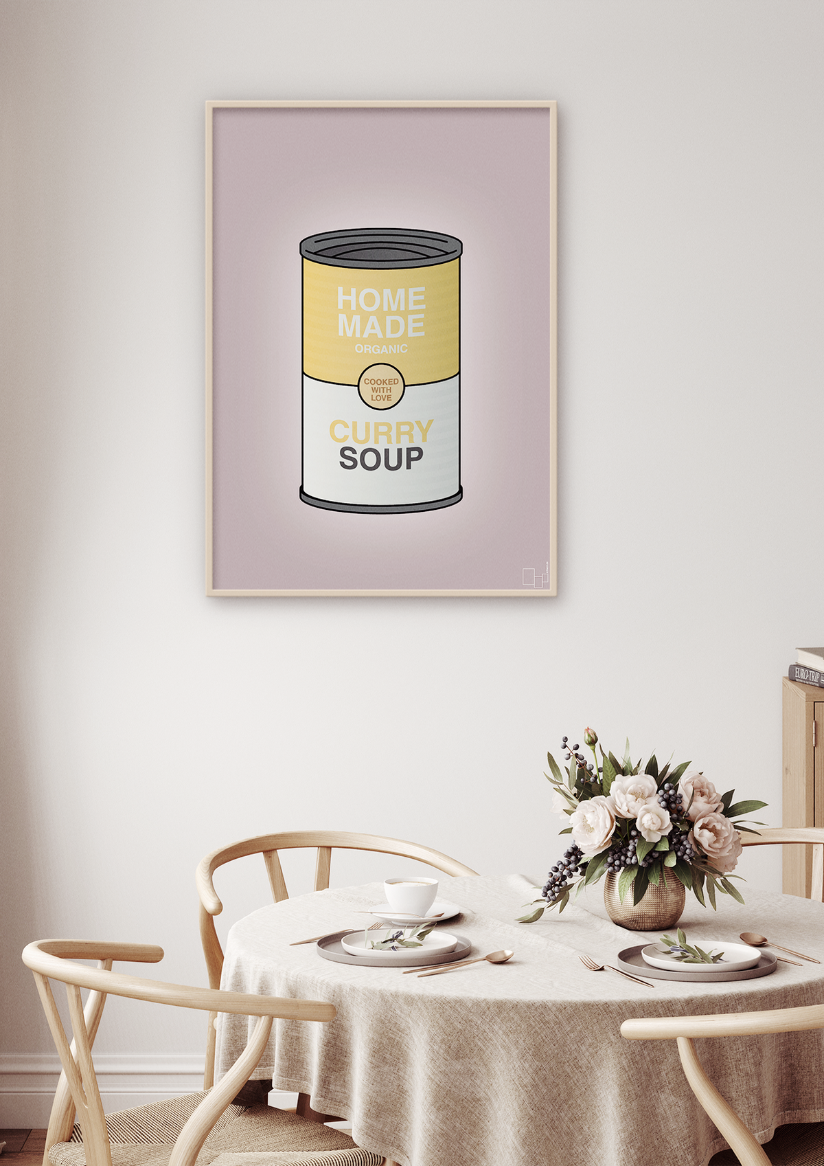 plakat: dåse med curry soup - broken beige-Dåser-A1two3