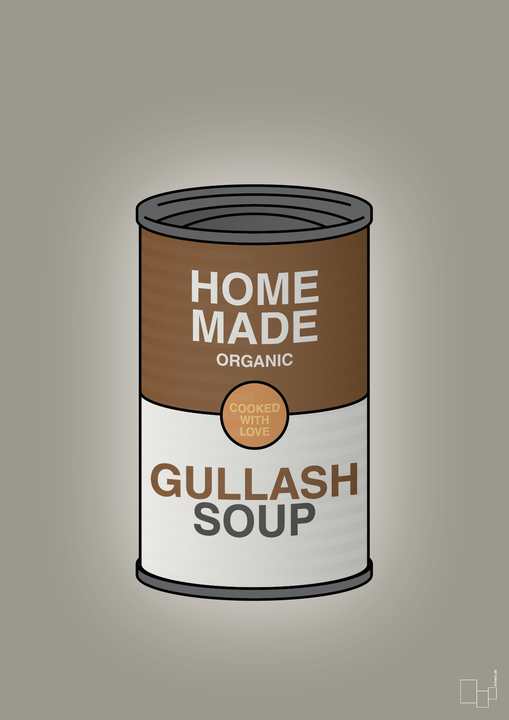 plakat: dåse med gullash soup - battleship gray-Dåser-A1two3