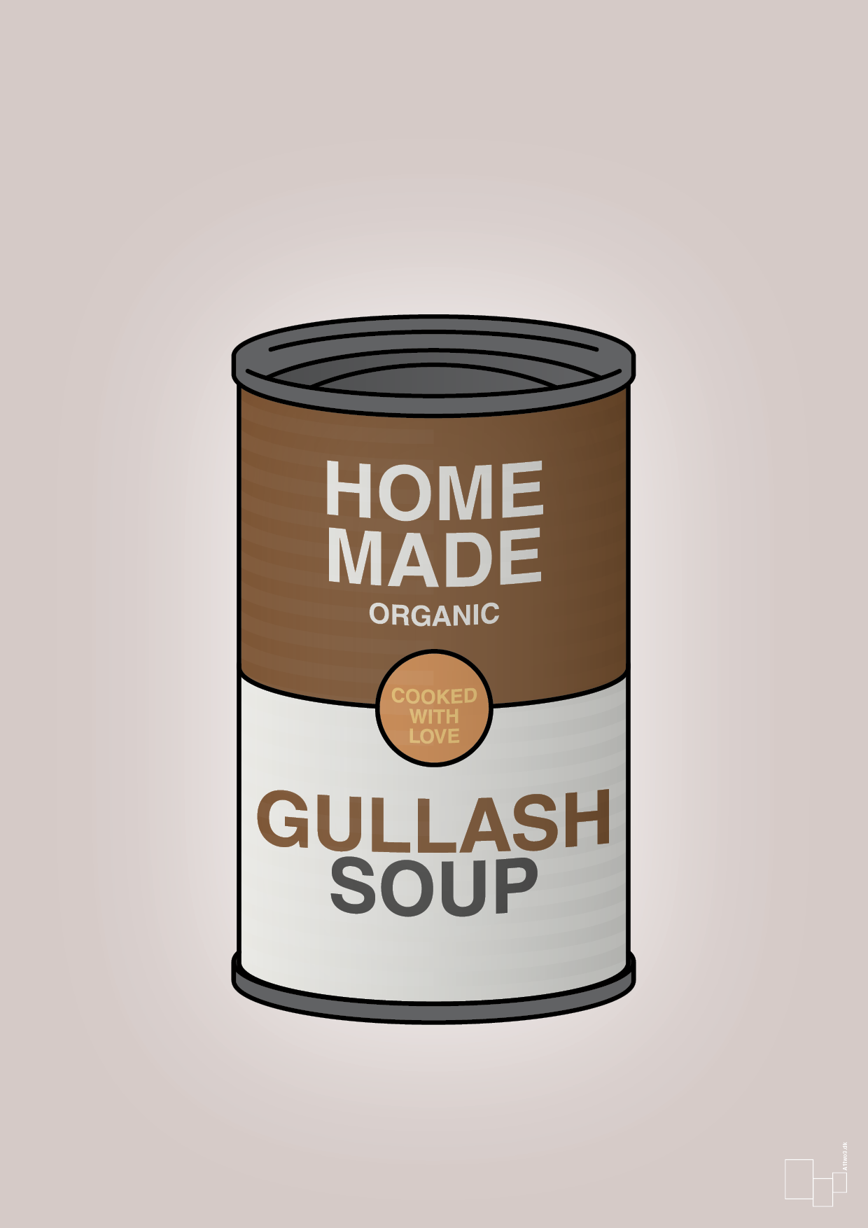 plakat: dåse med gullash soup - broken beige-Dåser-A1two3