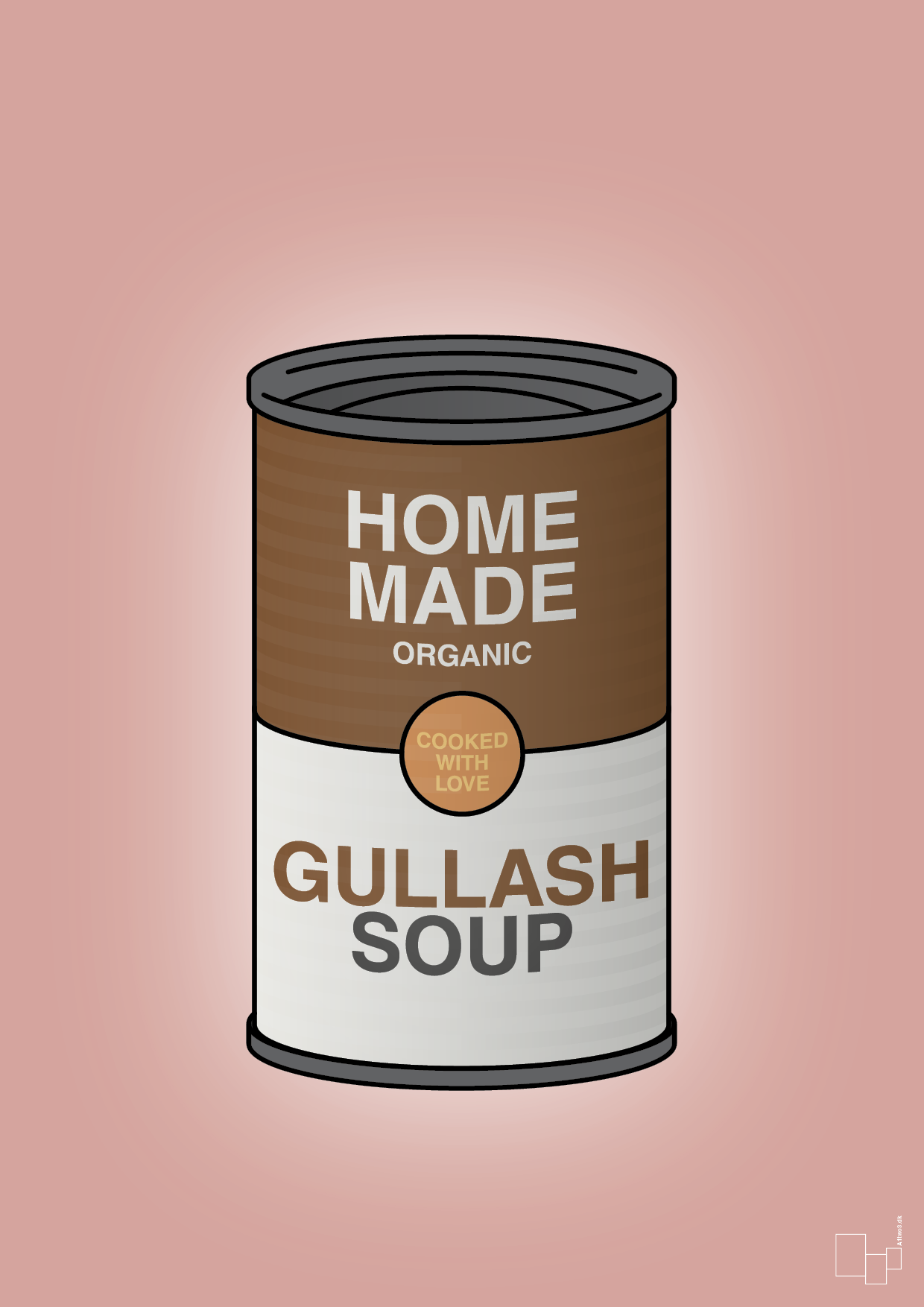 plakat: dåse med gullash soup - bubble shell-Dåser-A1two3