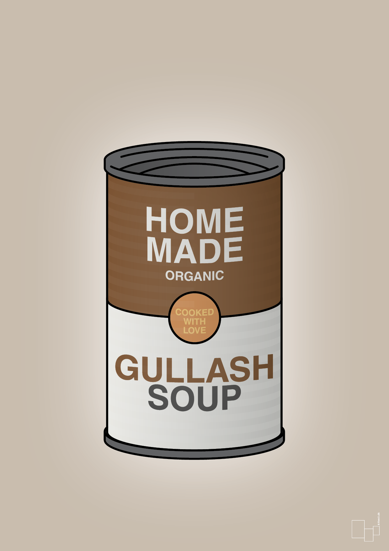 plakat: dåse med gullash soup - creamy mushroom-Dåser-A1two3
