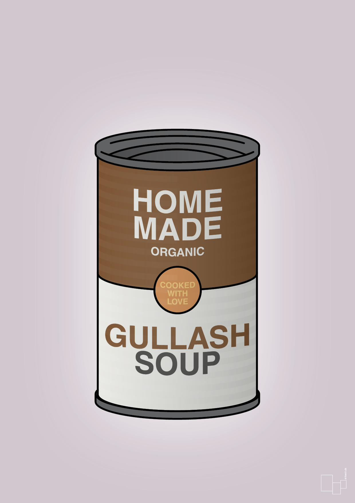 plakat: dåse med gullash soup - dusty lilac-Dåser-A1two3