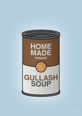 plakat: dåse med gullash soup - heavenly blue-Dåser-A1two3