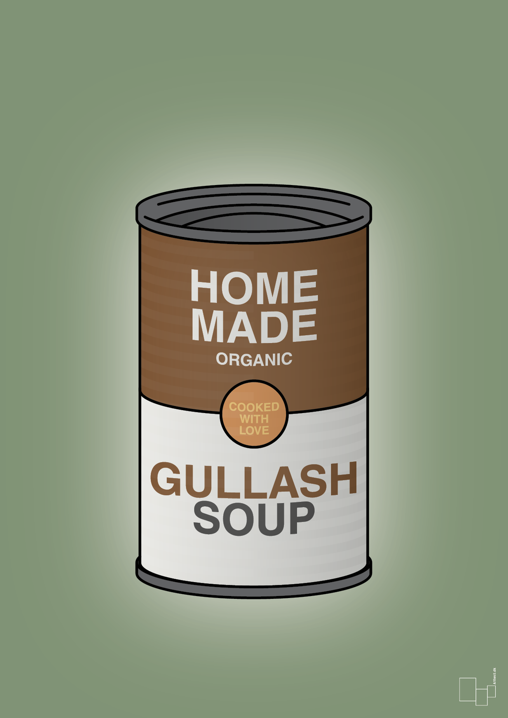 plakat: dåse med gullash soup - jade-Dåser-A1two3