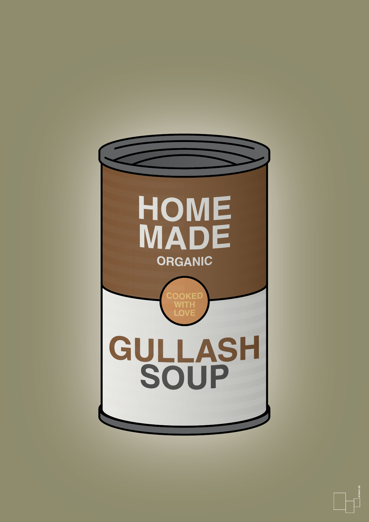 plakat: dåse med gullash soup - misty forrest-Dåser-A1two3
