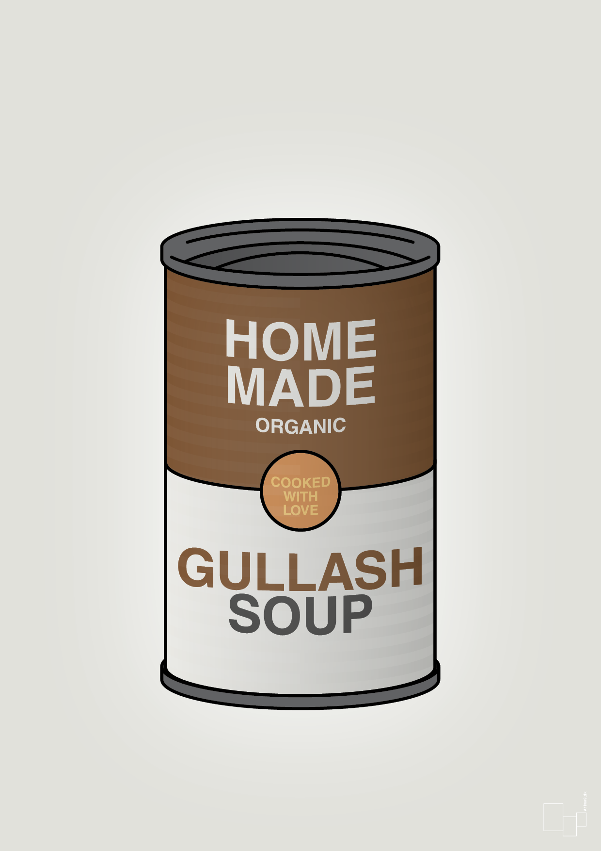 plakat: dåse med gullash soup - painters white-Dåser-A1two3