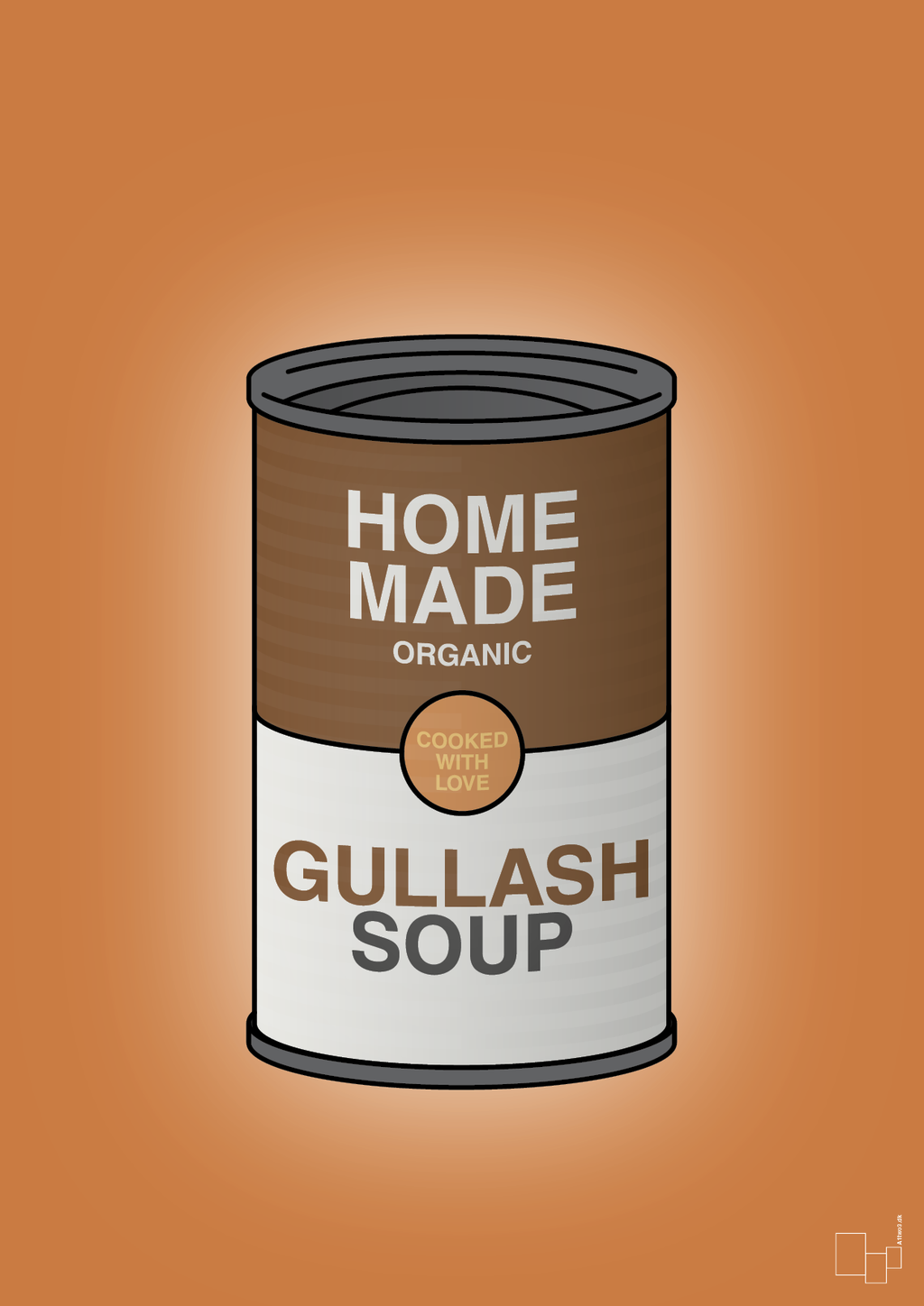 plakat: dåse med gullash soup - rumba orange-Dåser-A1two3