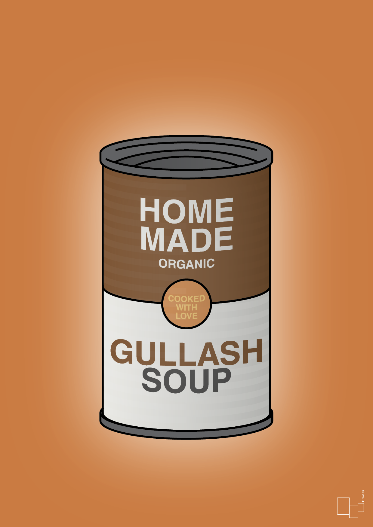 plakat: dåse med gullash soup - rumba orange-Dåser-A1two3