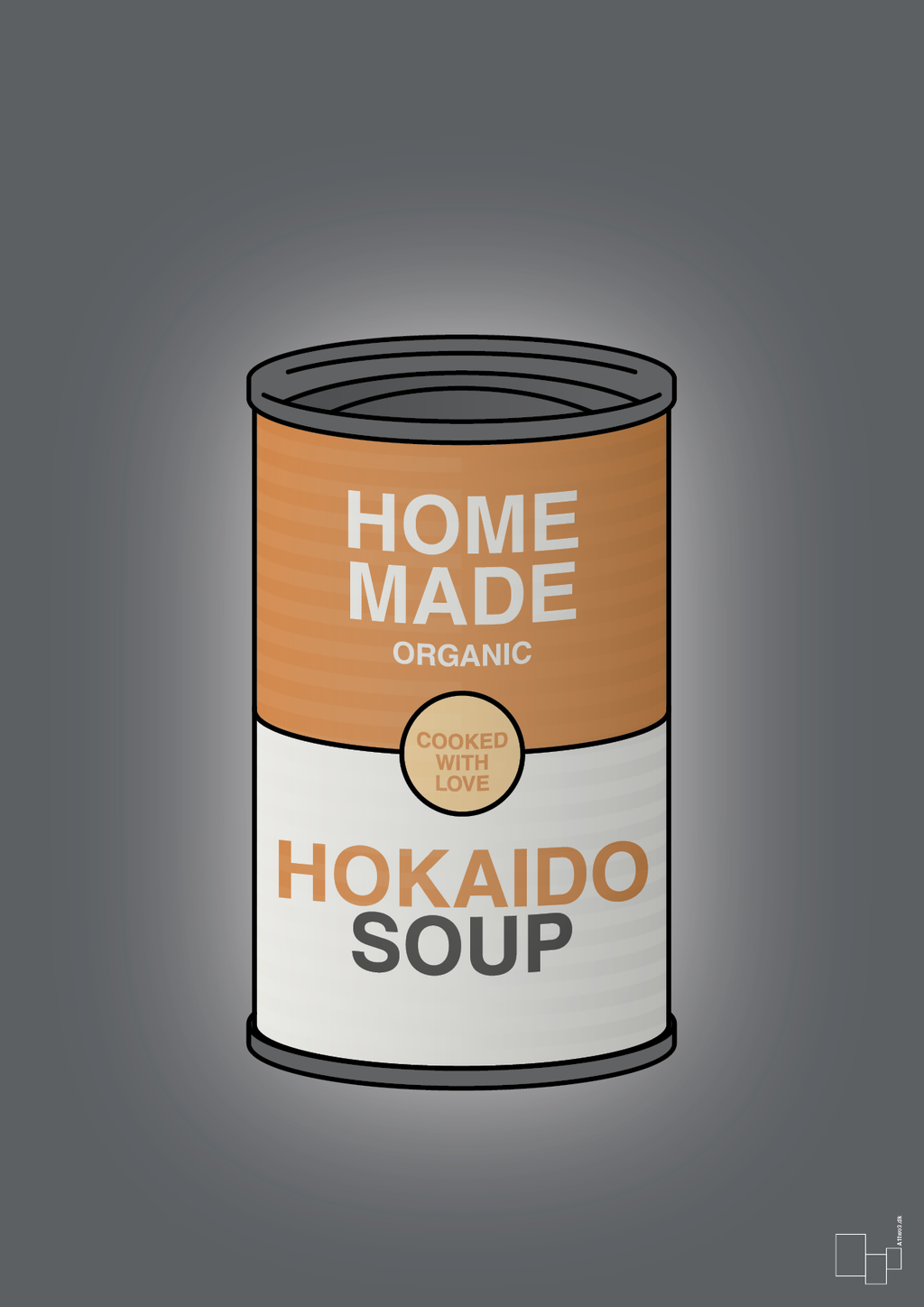 plakat: dåse med hokaido soup - graphic charcoal-Dåser-A1two3