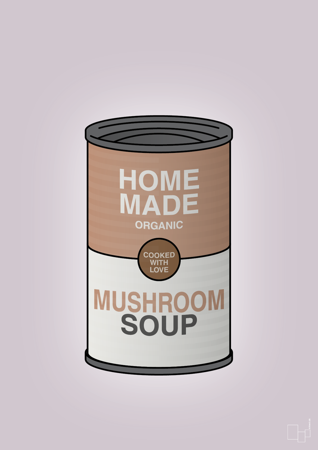 plakat: dåse med mushroom soup - dusty lilac-Dåser-A1two3