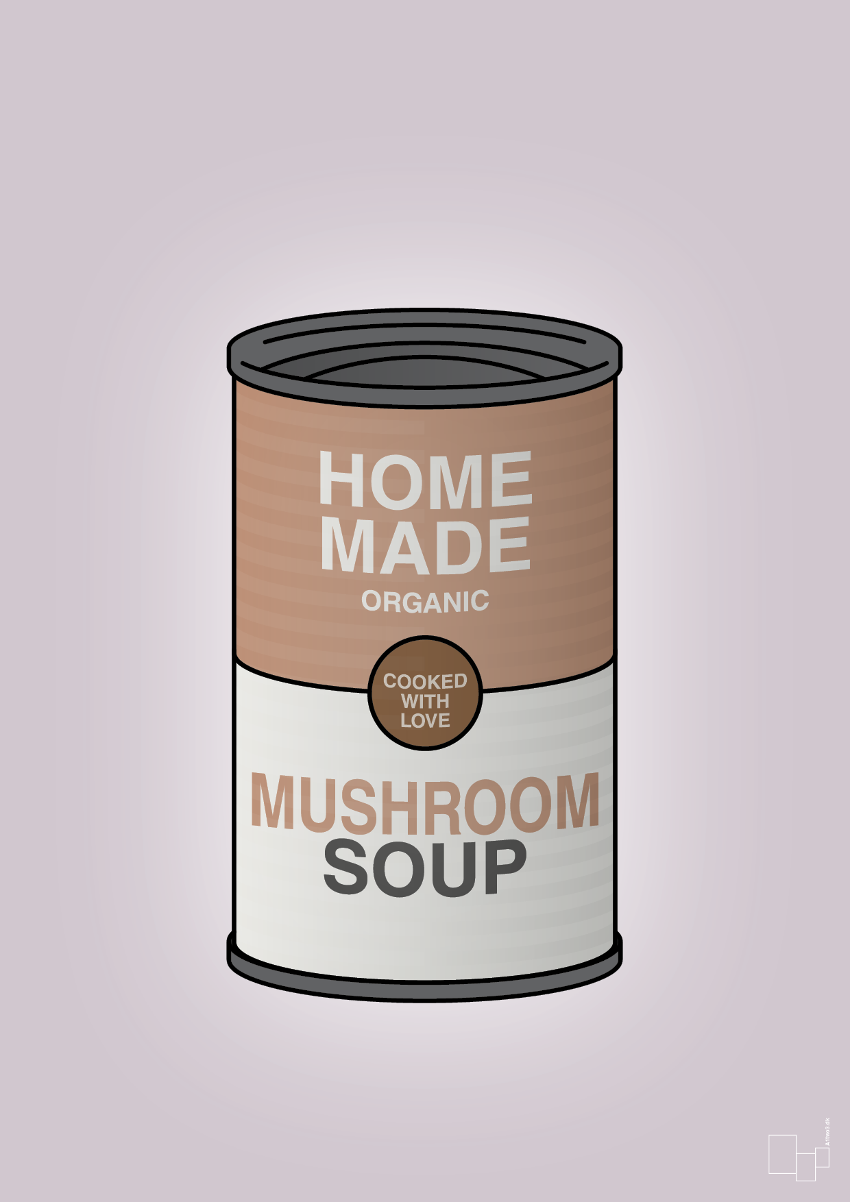 plakat: dåse med mushroom soup - dusty lilac-Dåser-A1two3
