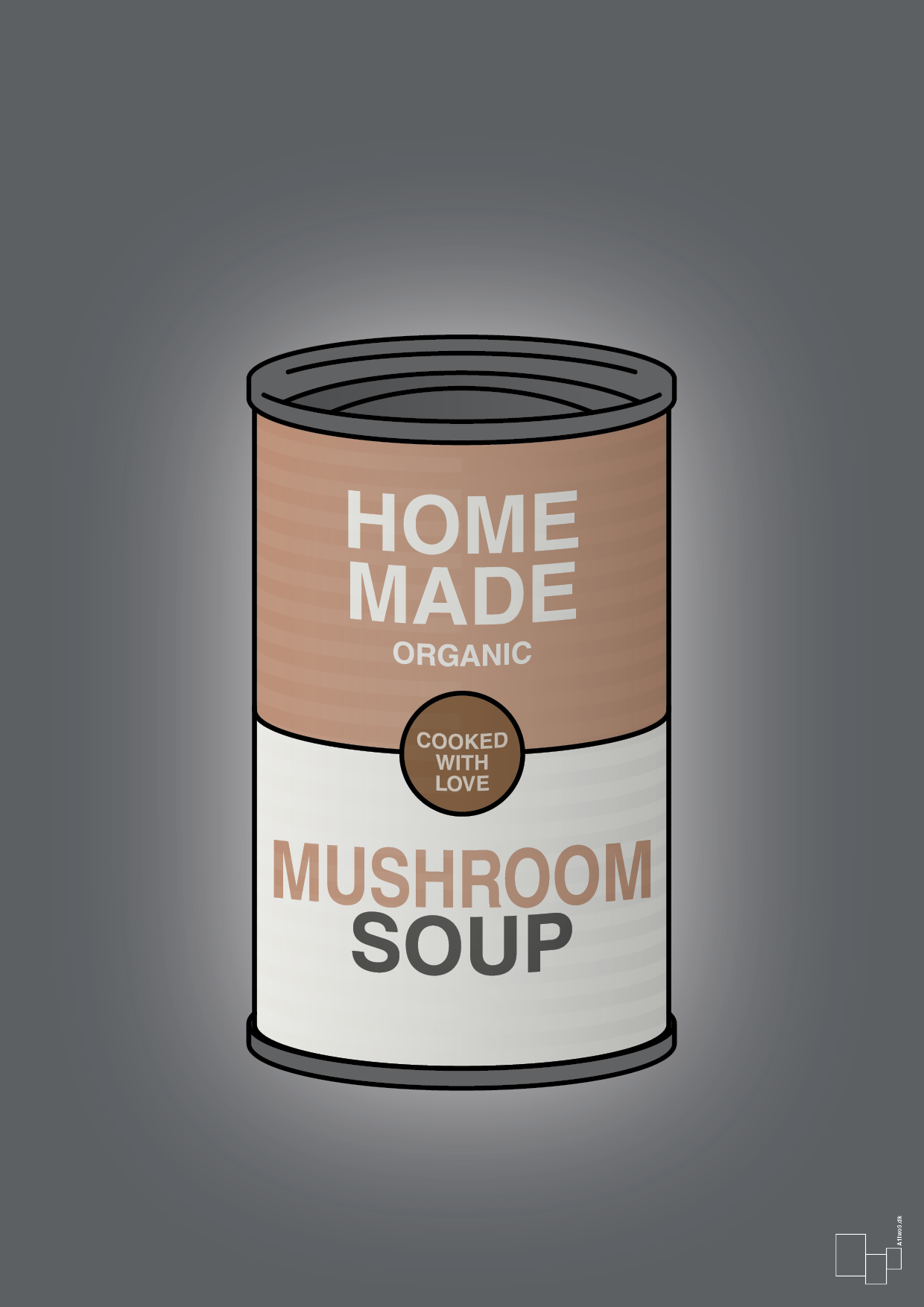 plakat: dåse med mushroom soup - graphic charcoal-Dåser-A1two3