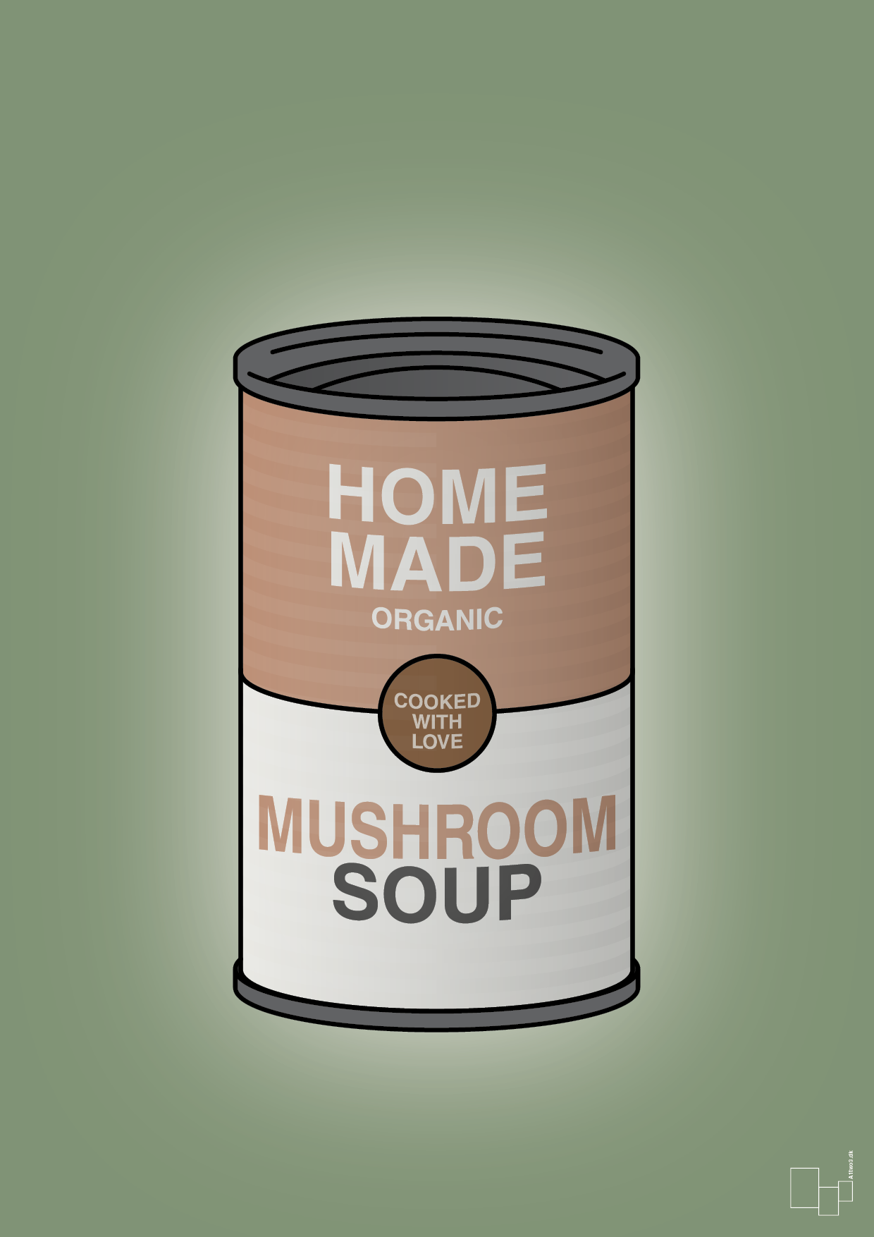 plakat: dåse med mushroom soup - jade-Dåser-A1two3