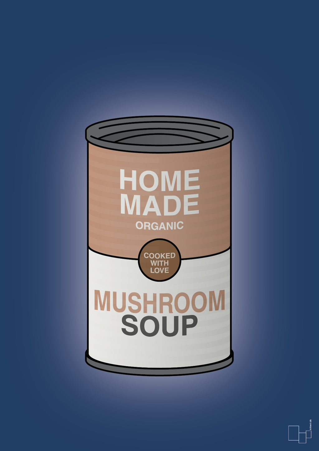 plakat: dåse med mushroom soup - lapis blue-Dåser-A1two3
