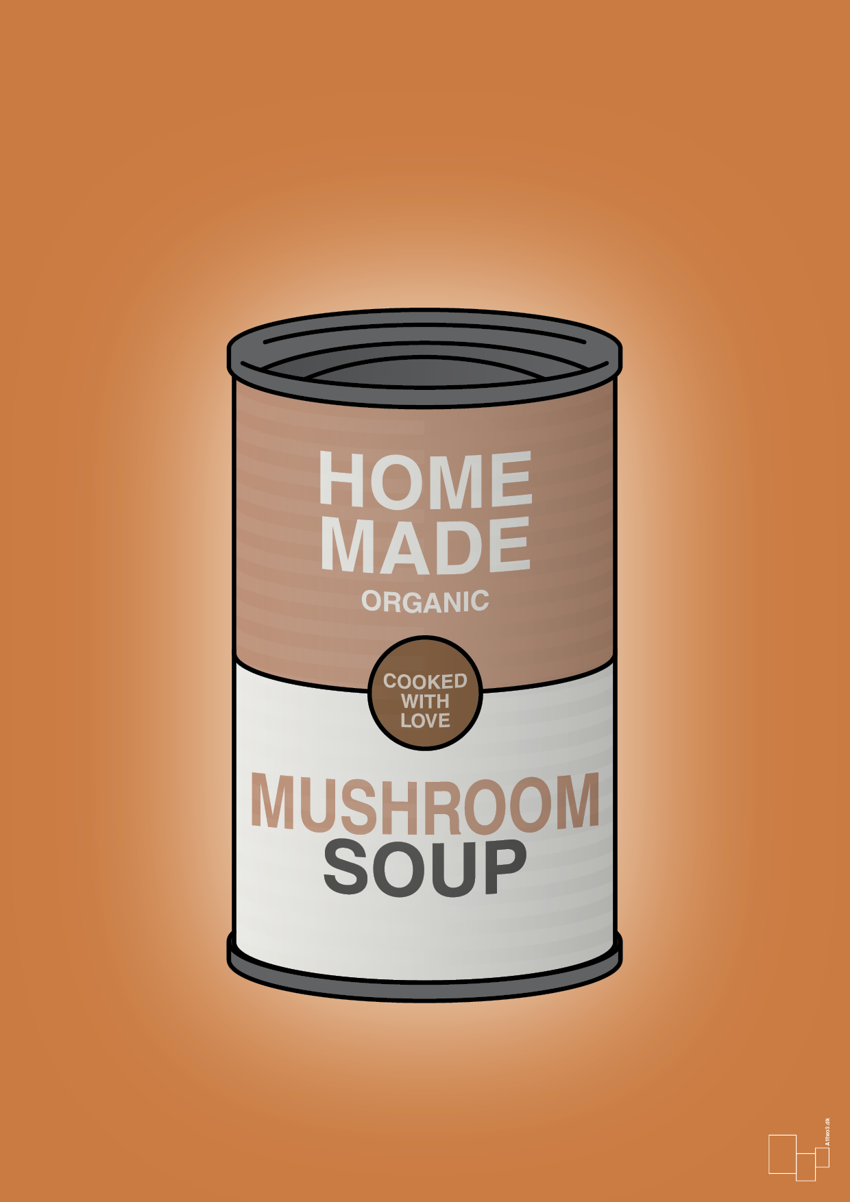 plakat: dåse med mushroom soup - rumba orange-Dåser-A1two3