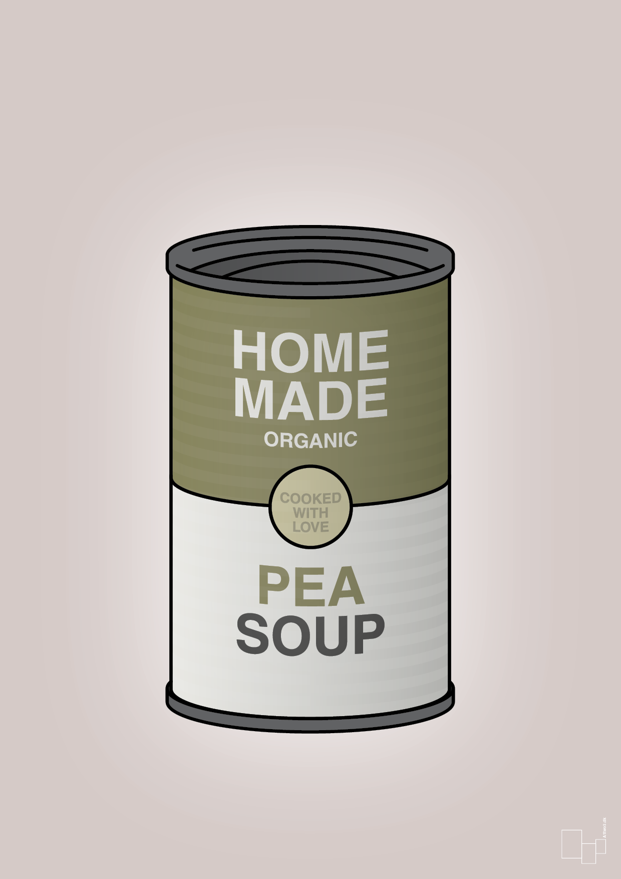 plakat: dåse med pea soup - broken beige-Dåser-A1two3