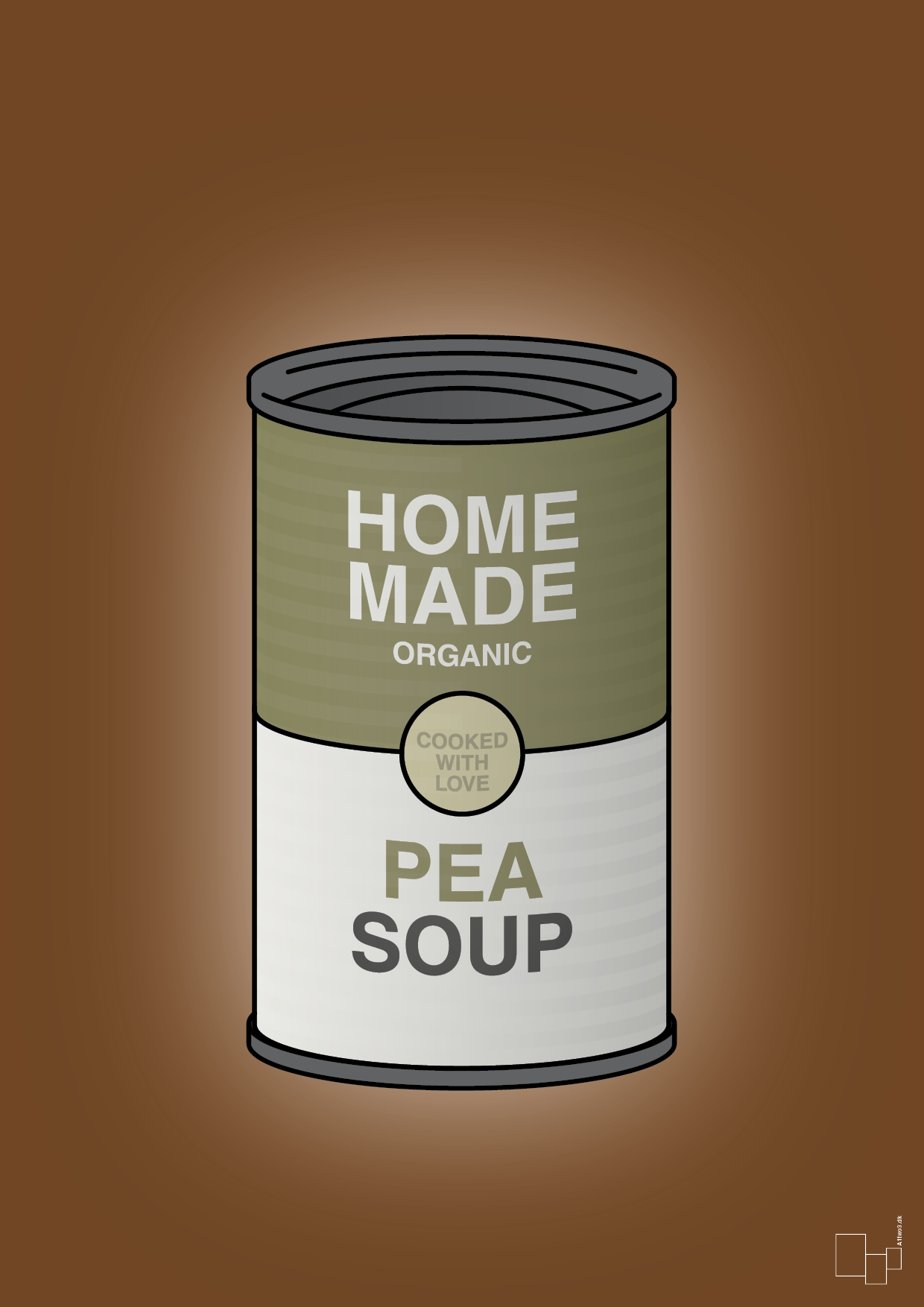plakat: dåse med pea soup - dark brown-Dåser-A1two3