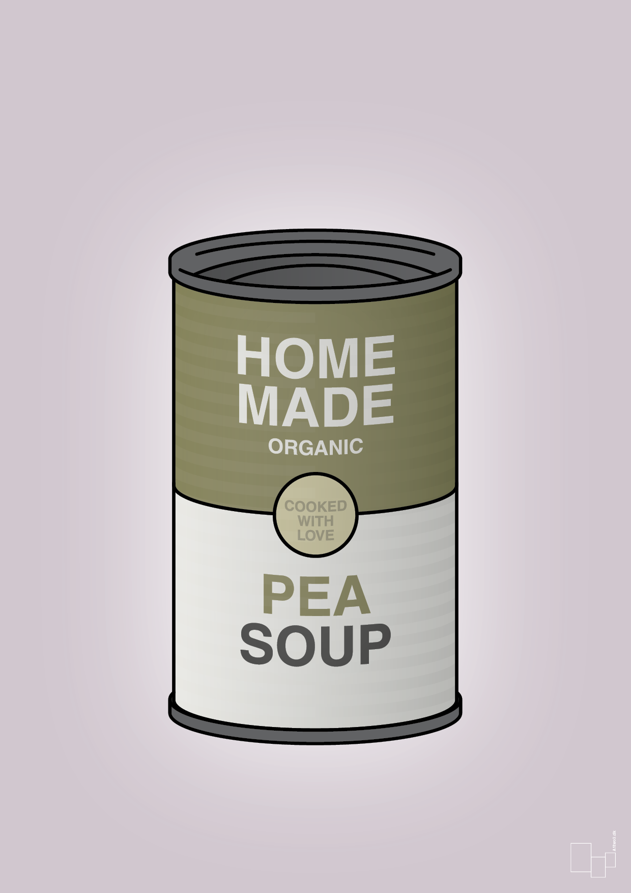 plakat: dåse med pea soup - dusty lilac-Dåser-A1two3