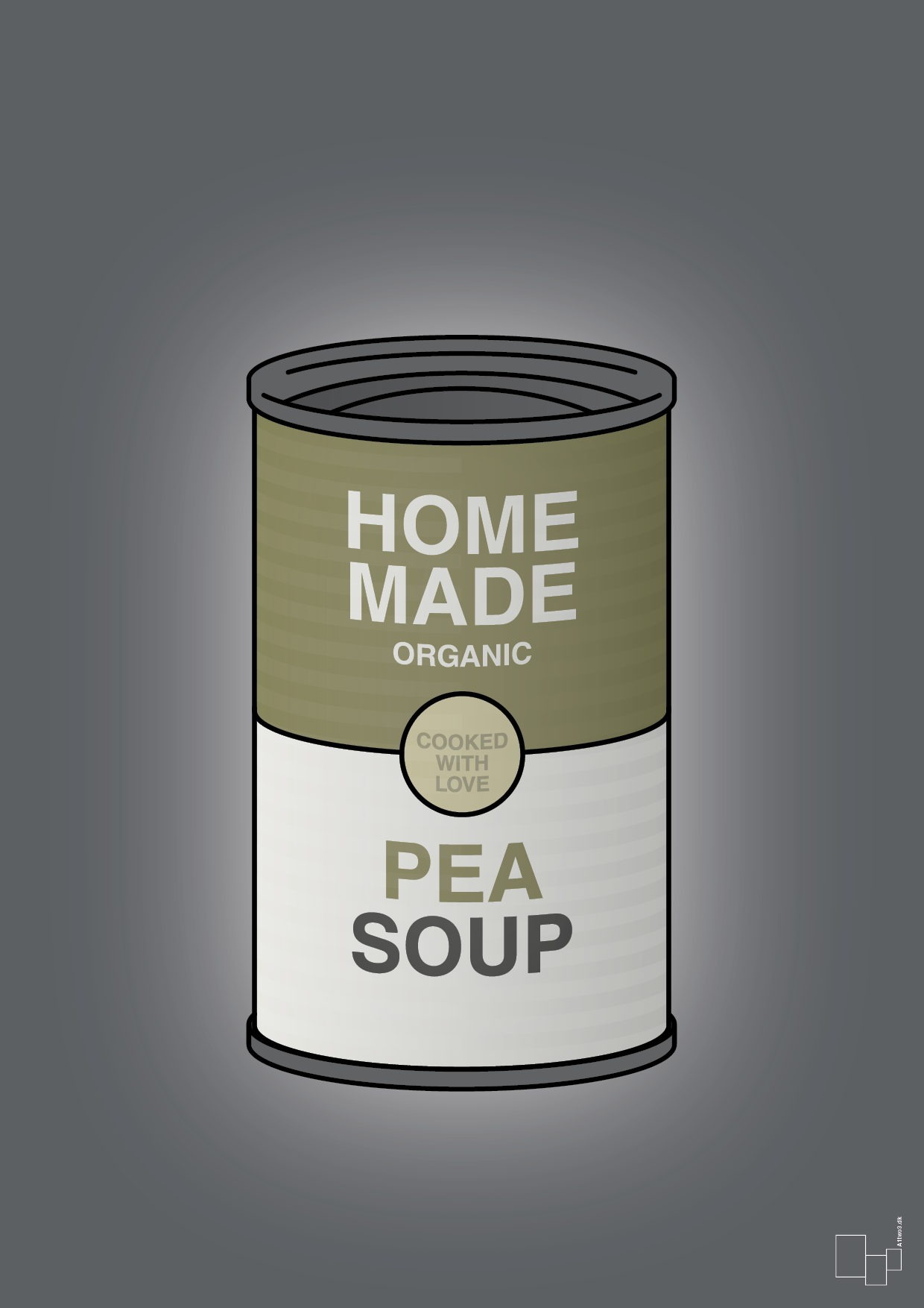 plakat: dåse med pea soup - graphic charcoal-Dåser-A1two3