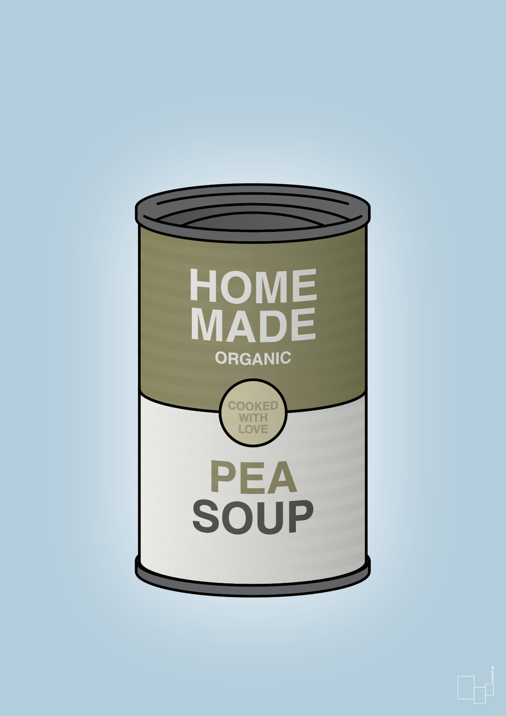 plakat: dåse med pea soup - heavenly blue-Dåser-A1two3