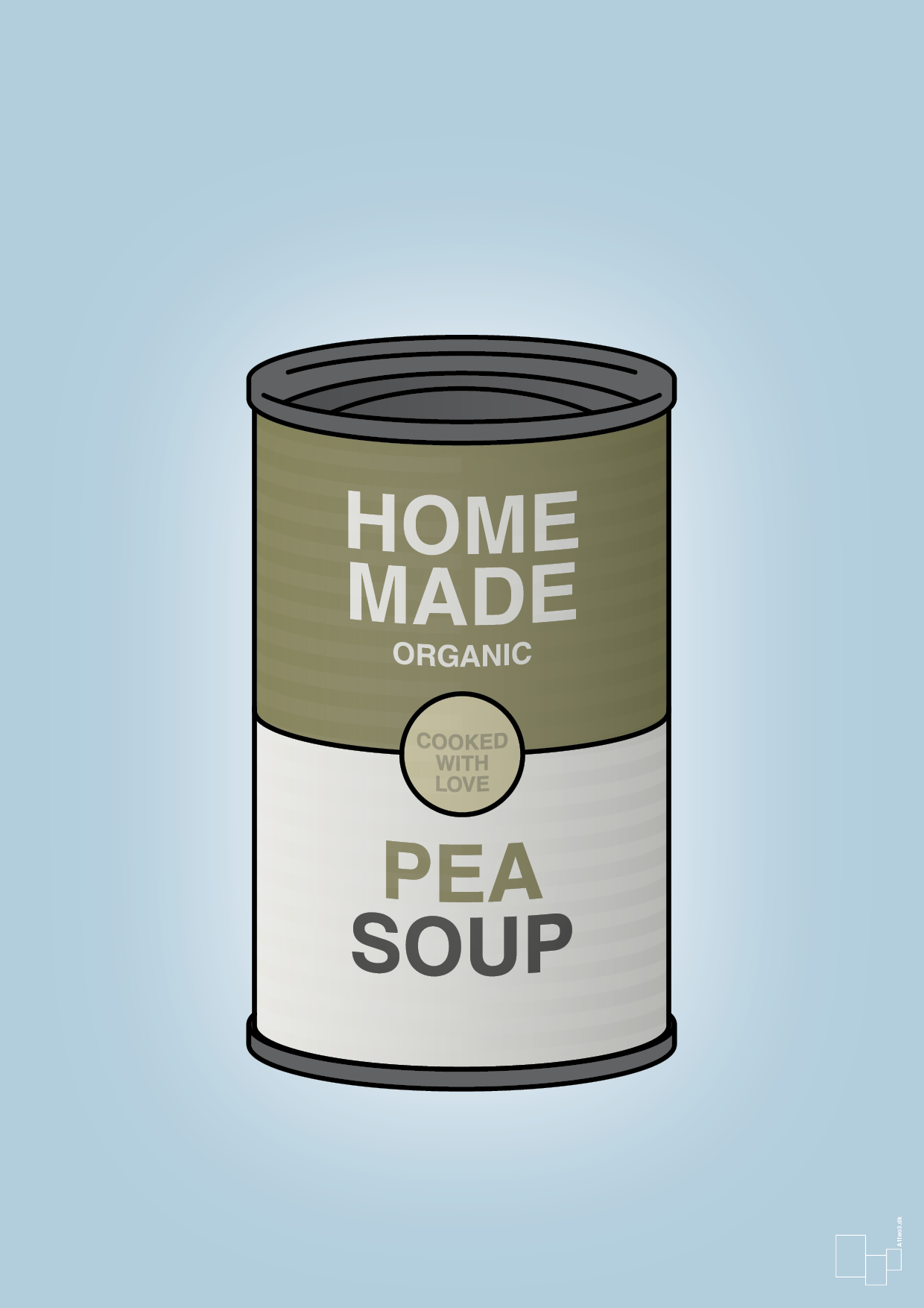 plakat: dåse med pea soup - heavenly blue-Dåser-A1two3