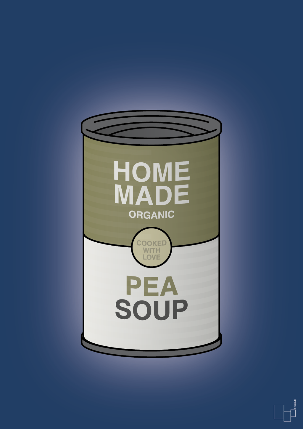 plakat: dåse med pea soup - lapis blue-Dåser-A1two3