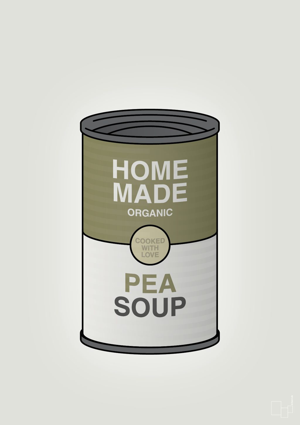 plakat: dåse med pea soup - painters white-Dåser-A1two3