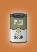 plakat: dåse med pea soup - rumba orange-Dåser-A1two3