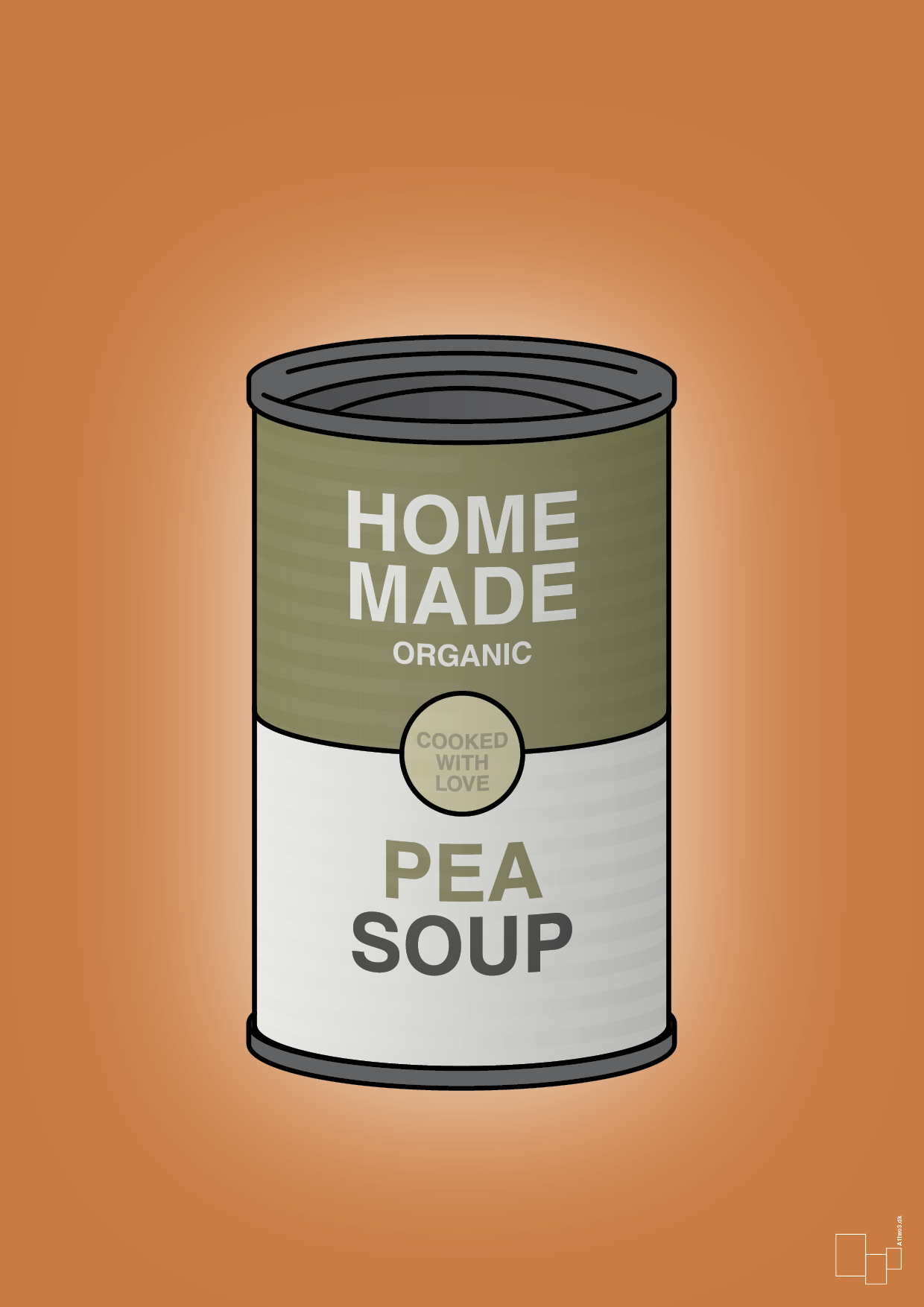 plakat: dåse med pea soup - rumba orange-Dåser-A1two3