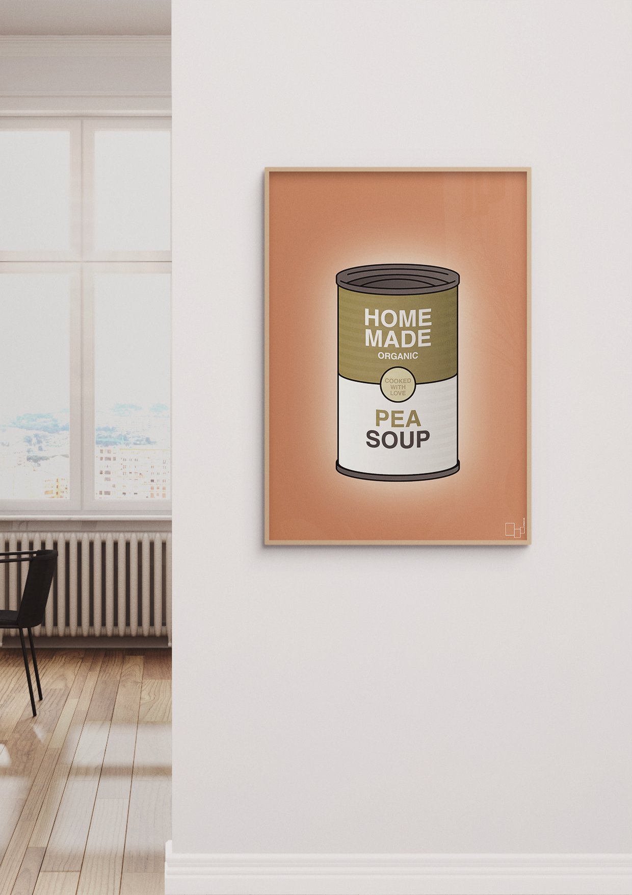 plakat: dåse med pea soup - graphic charcoal-Dåser-A1two3