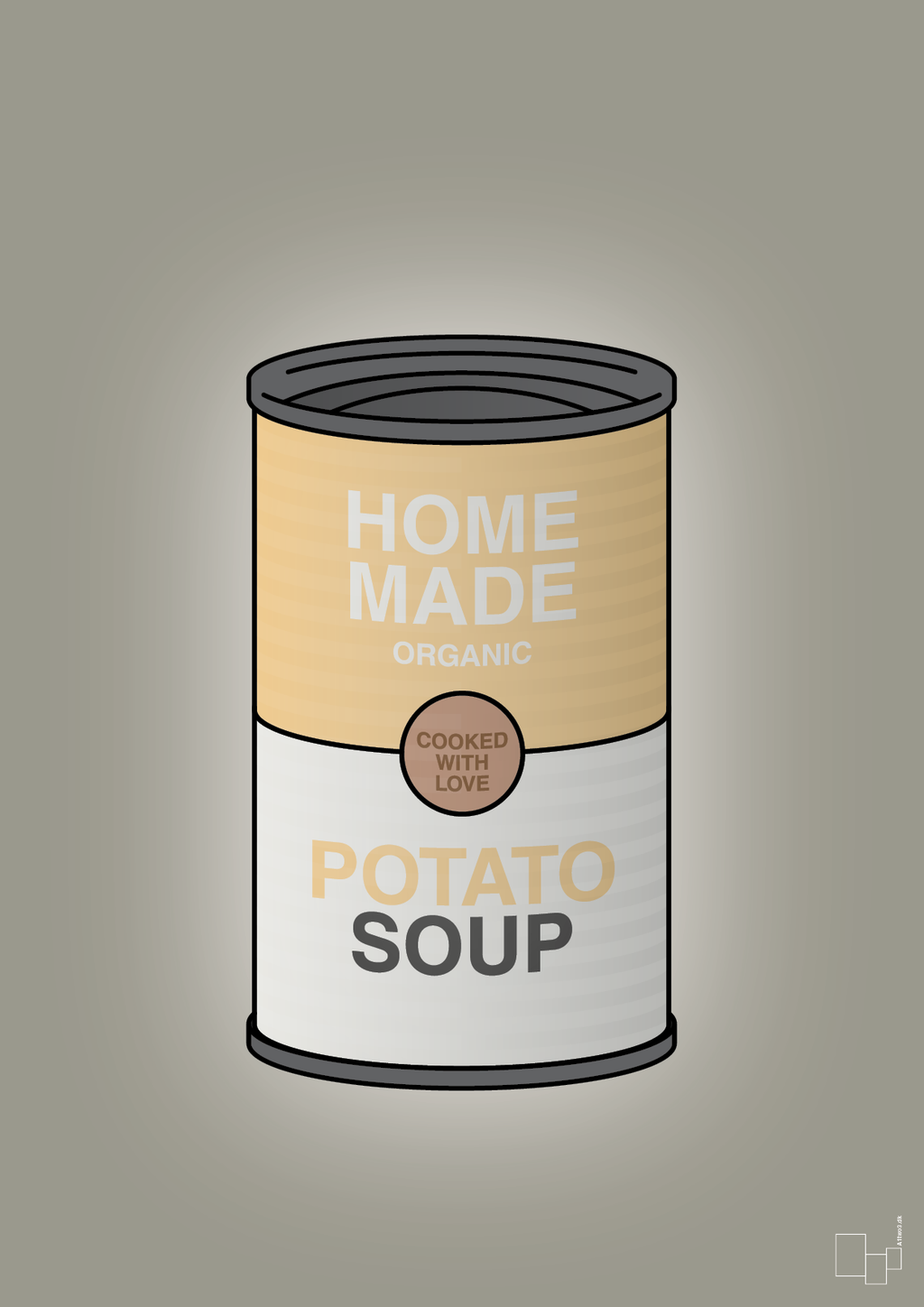 plakat: dåse med potato soup - battleship gray-Dåser-A1two3