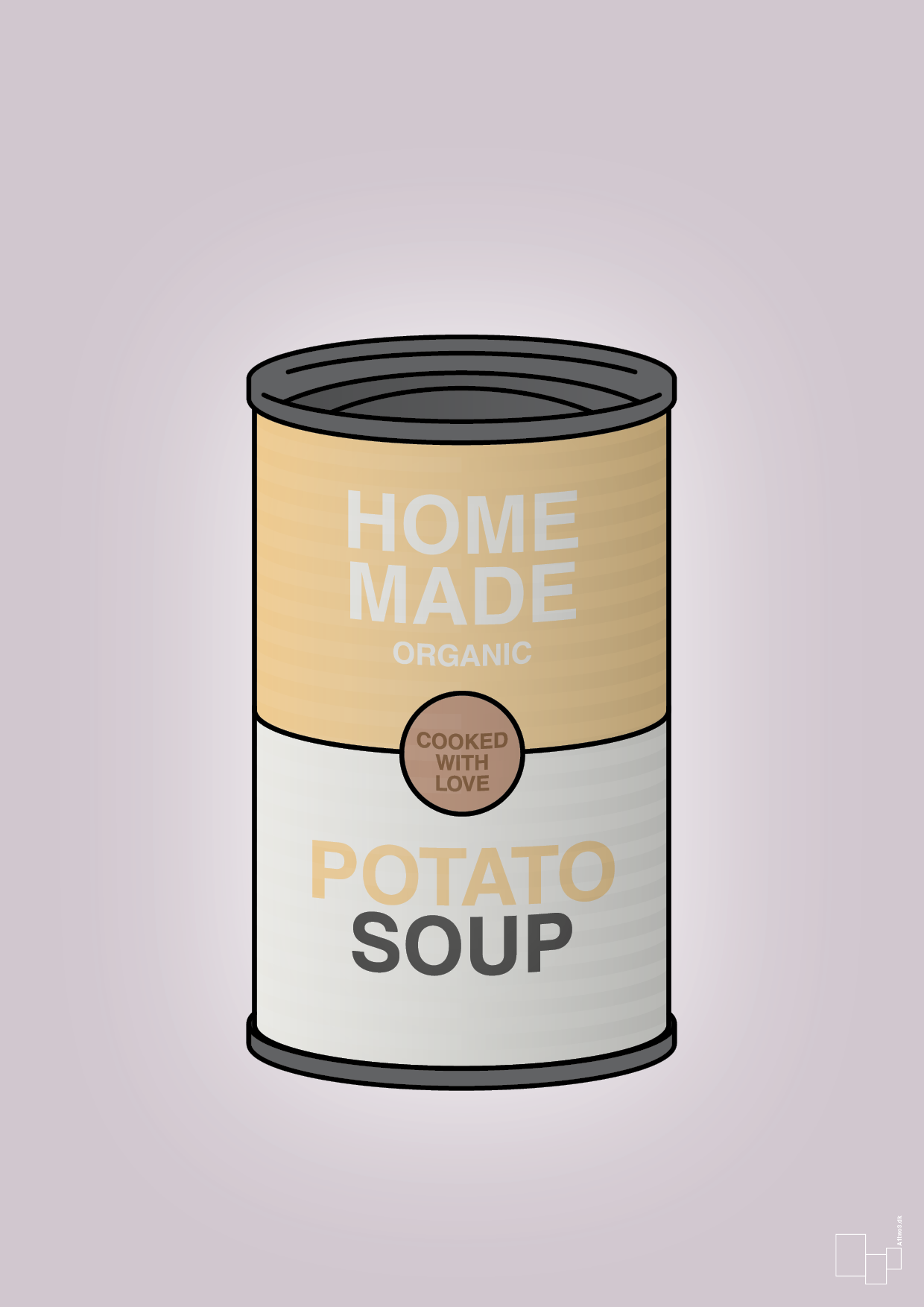 plakat: dåse med potato soup - dusty lilac-Dåser-A1two3
