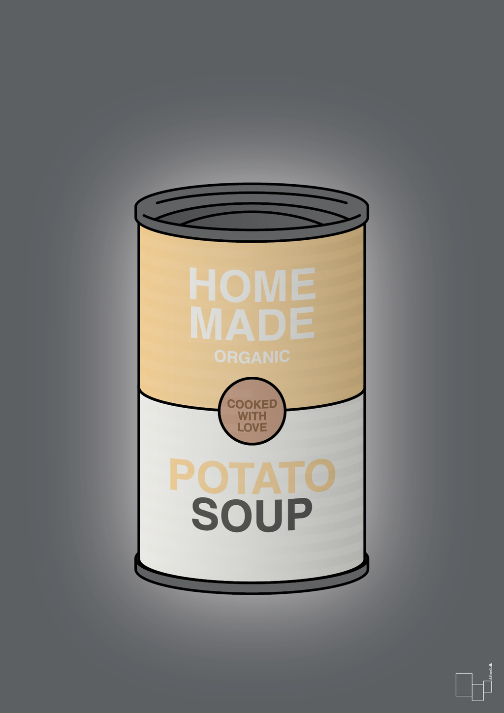 plakat: dåse med potato soup - graphic charcoal-Dåser-A1two3