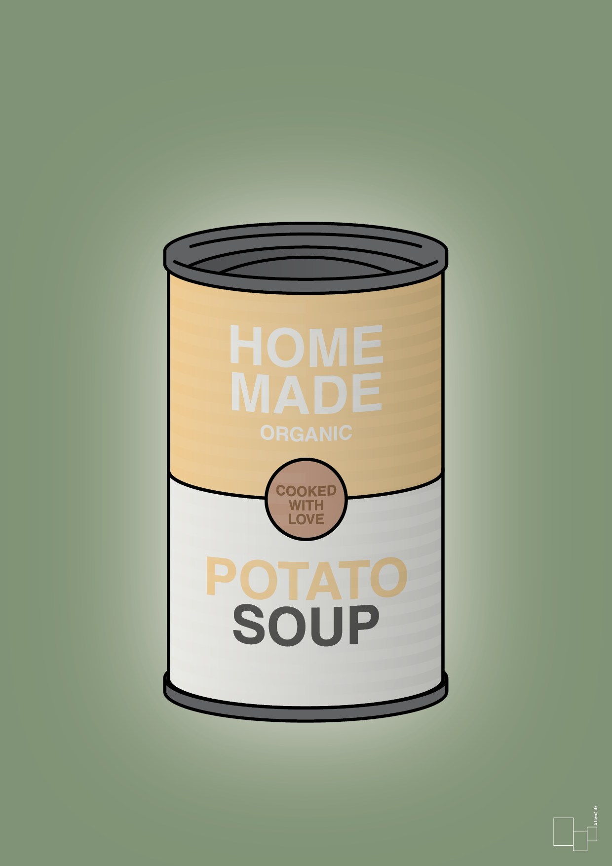 plakat: dåse med potato soup - jade-Dåser-A1two3