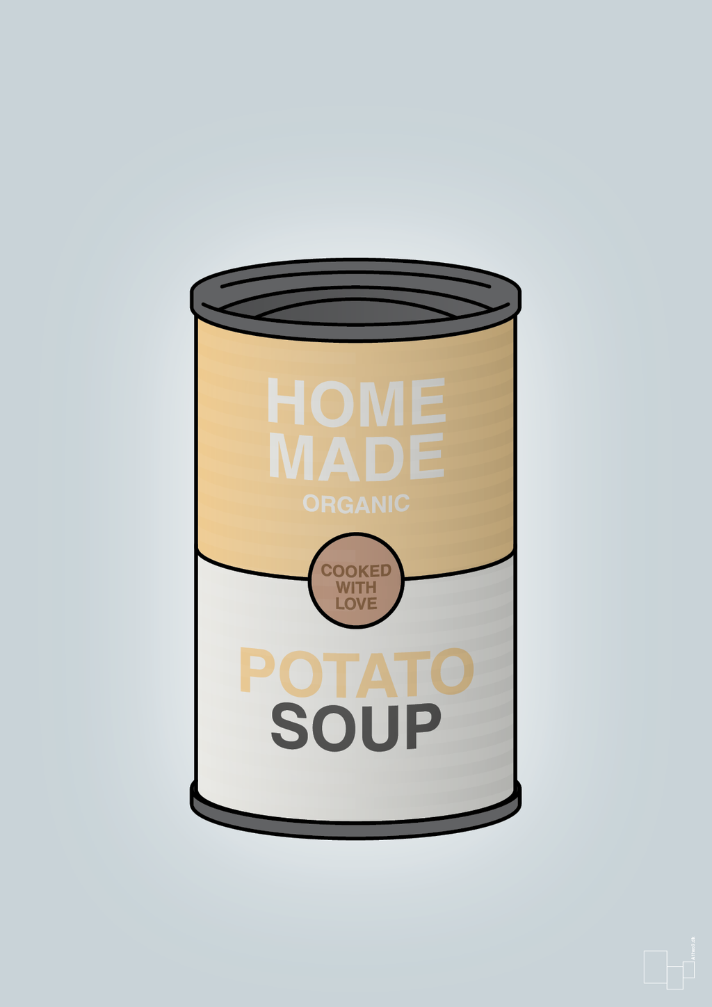plakat: dåse med potato soup - light drizzle-Dåser-A1two3