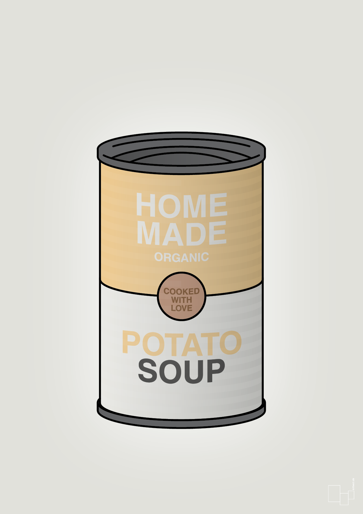 plakat: dåse med potato soup - painters white-Dåser-A1two3