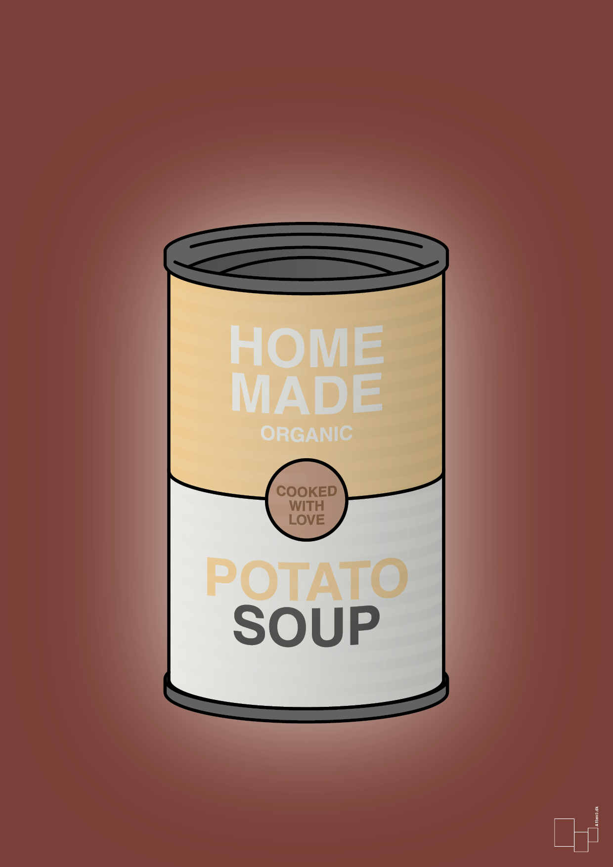 plakat: dåse med potato soup - red pepper-Dåser-A1two3