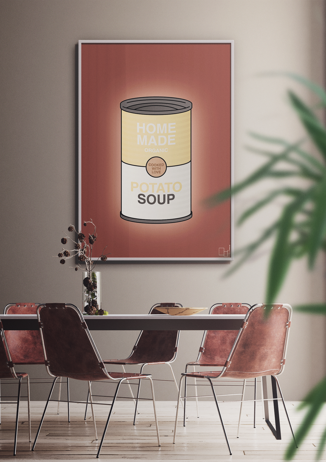 plakat: dåse med potato soup - graphic charcoal-Dåser-A1two3