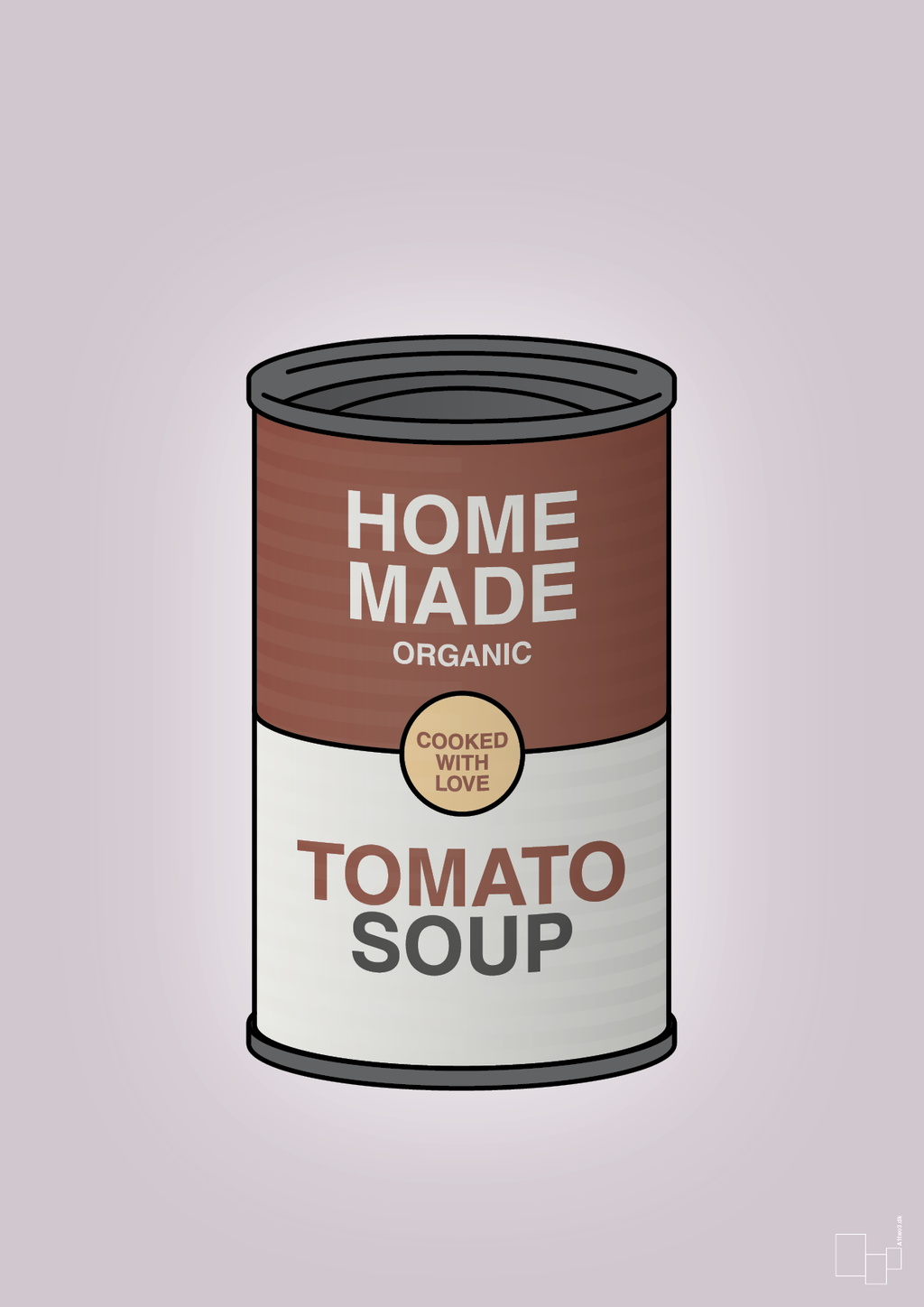 plakat: dåse med tomato soup - dusty lilac-Dåser-A1two3