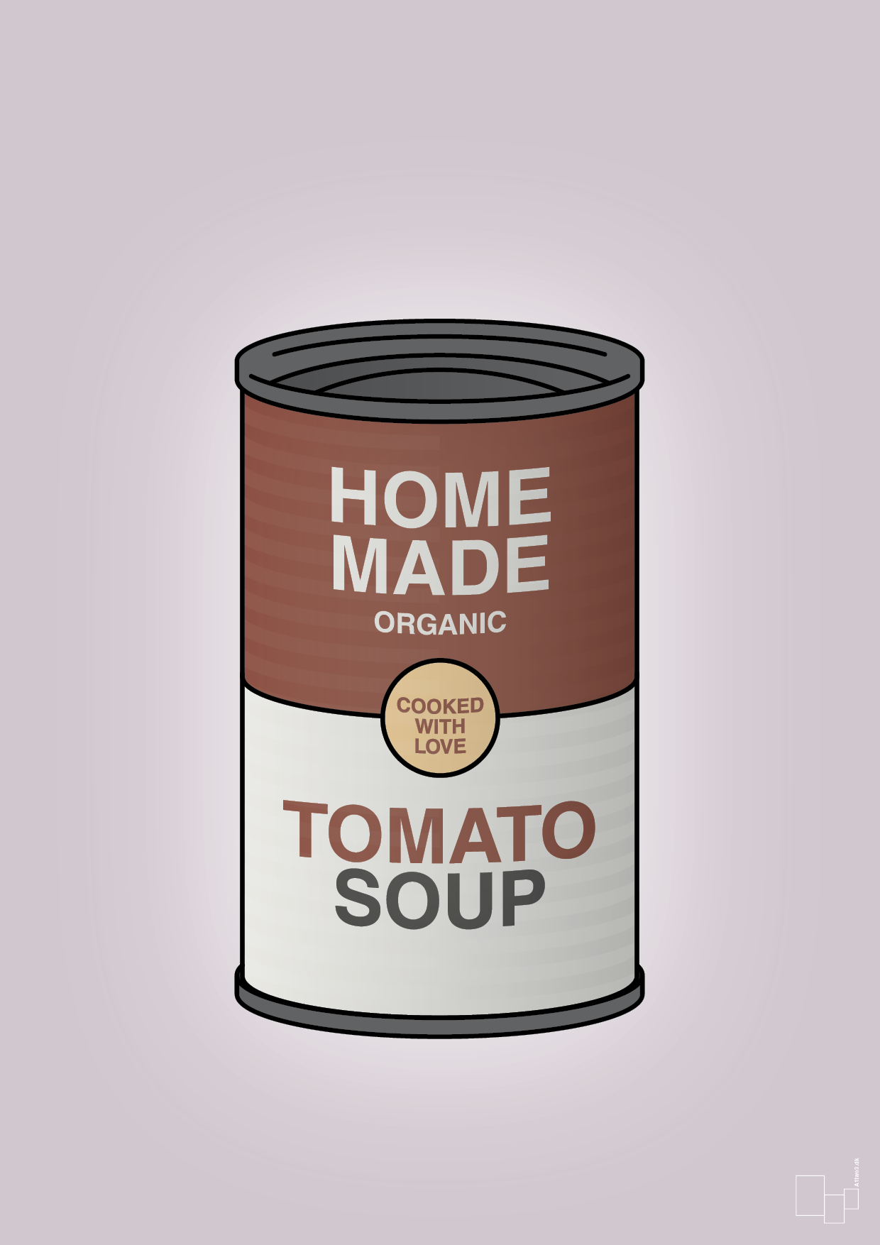 plakat: dåse med tomato soup - dusty lilac-Dåser-A1two3